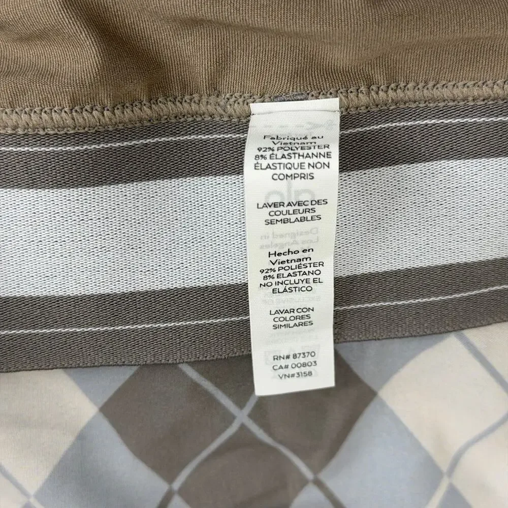 Alo Yoga Argyle Match Point Tennis Skirt Gravel /Titanium Mini Skort Plaid Small